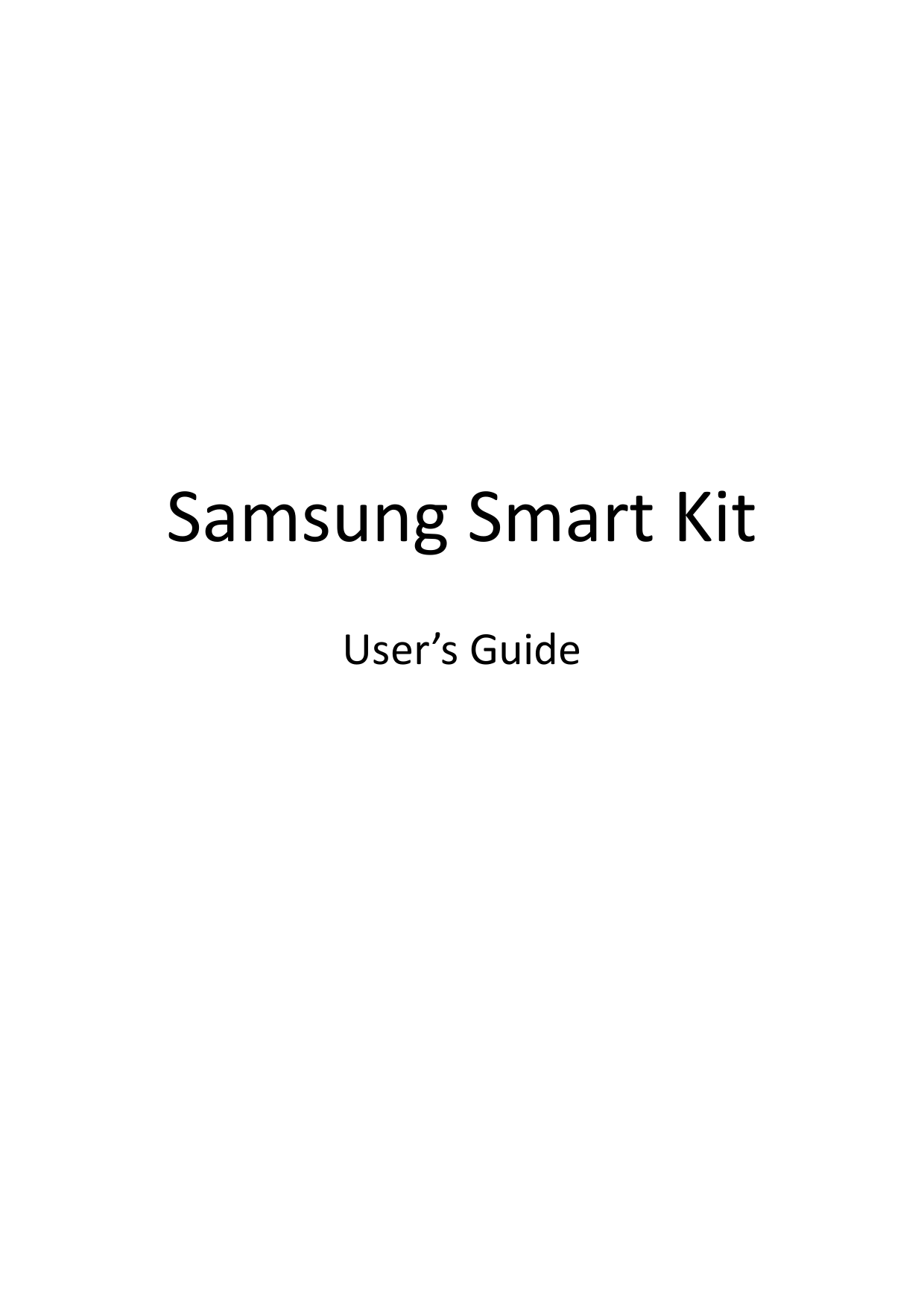               Samsung Smart Kit  User’s Guide       