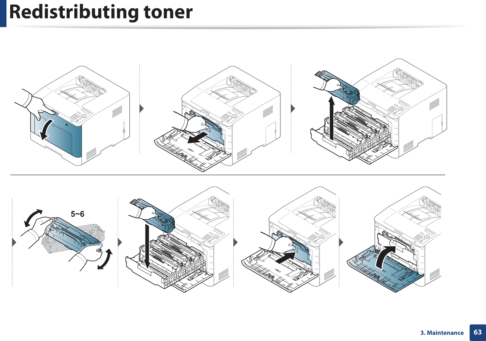 Redistributing toner633. Maintenance5~6