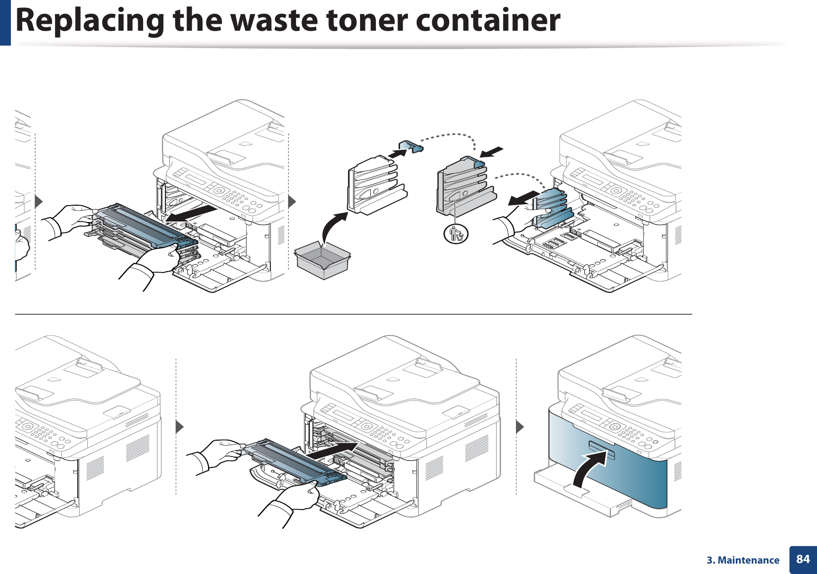 Replacing the waste toner container843. Maintenance