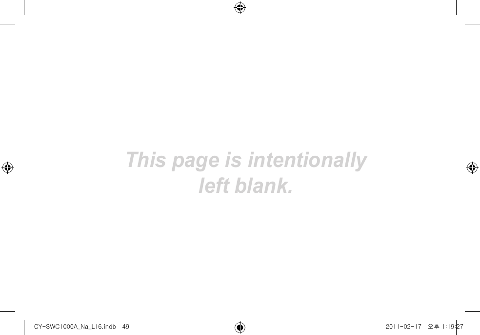 This page is intentionally  left blank.CY-SWC1000A_Na_L16.indb   49 2011-02-17   오후 1:19:27