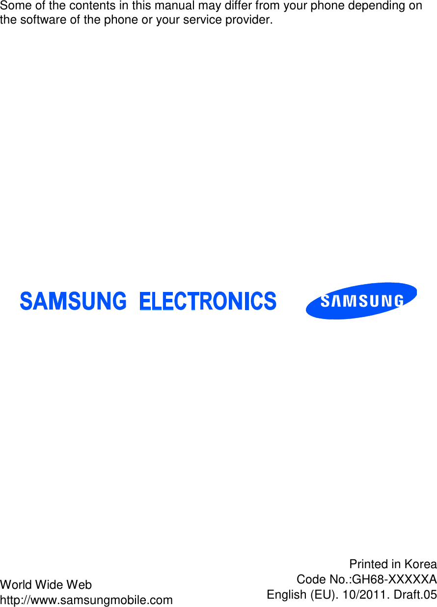 Page 39 of Samsung Electronics Co GTI9070P Cellular/PCS GSM/EDGE/WCDMA Phone with WLAN, RFID and Bluetooth User Manual