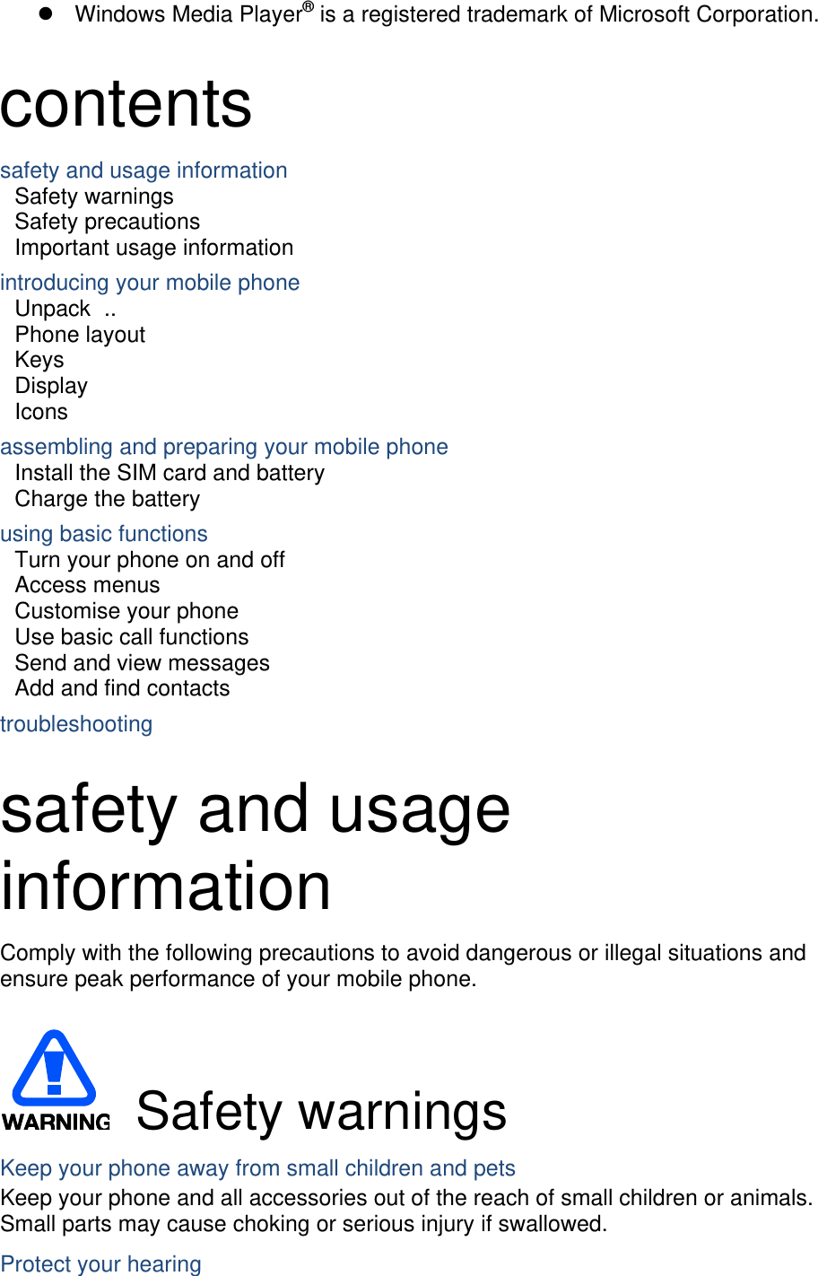 Page 9 of Samsung Electronics Co GTS8600 Cellular/PCS GSM Phone with WLAN and Bluetooth User Manual