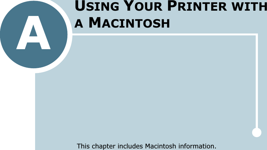 AThis chapter includes Macintosh information.USING YOUR PRINTER WITH A MACINTOSH