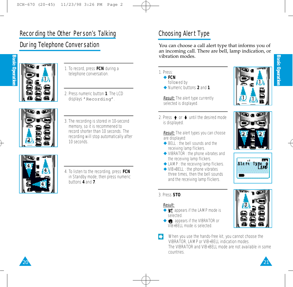 Page 11 of Samsung Electronics Co SCH670 CELLULAR CDMA PHONE (SINGLE-MODE) User Manual 670