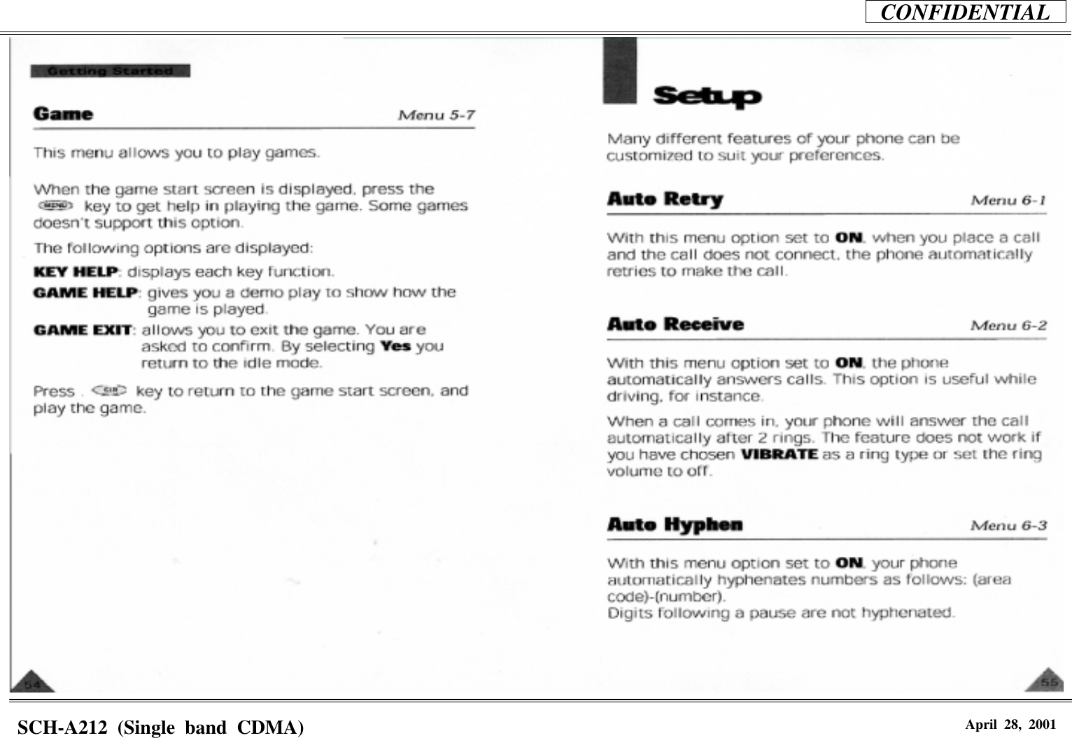 CONFIDENTIALSCH-A212 (Single band CDMA) April 28, 2001