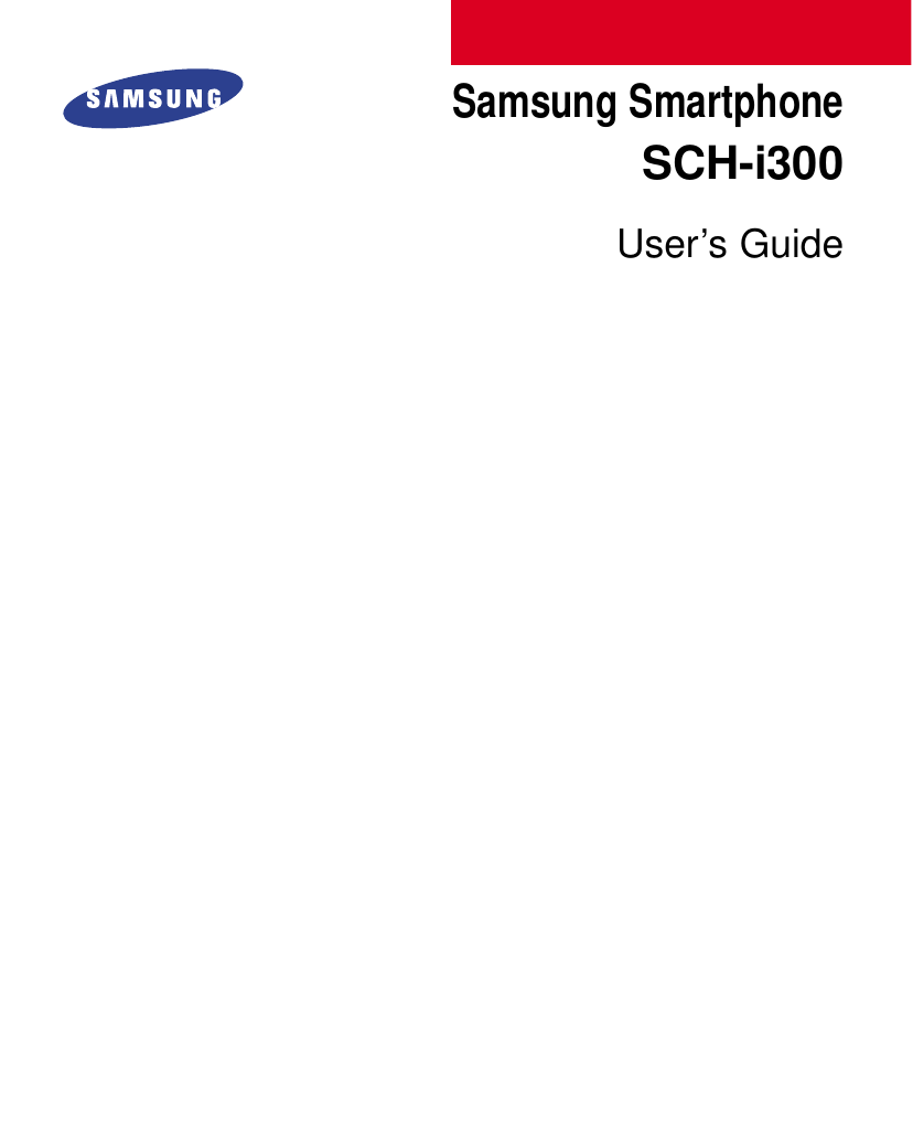 Samsung SmartphoneSCH-i300User’s Guide