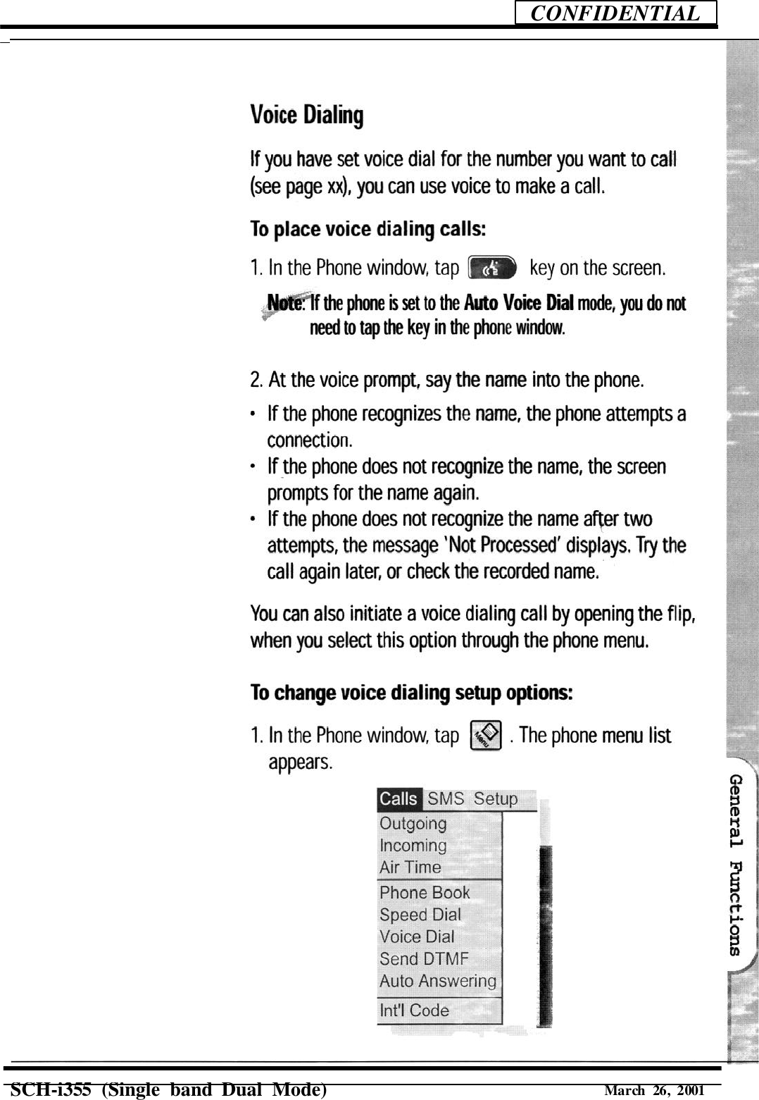 SCH-i355 (Singleband DualMode)CONFIDENTIALMarch26,2001