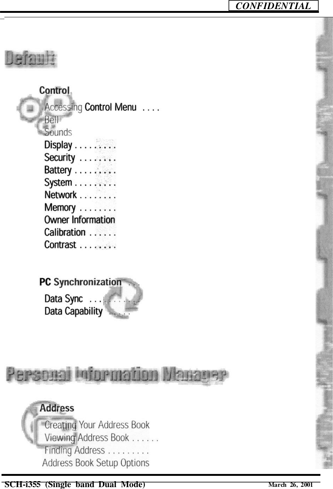 SCH-i355 (Singleband DualMode)CONFIDENTIALMarch26,2001