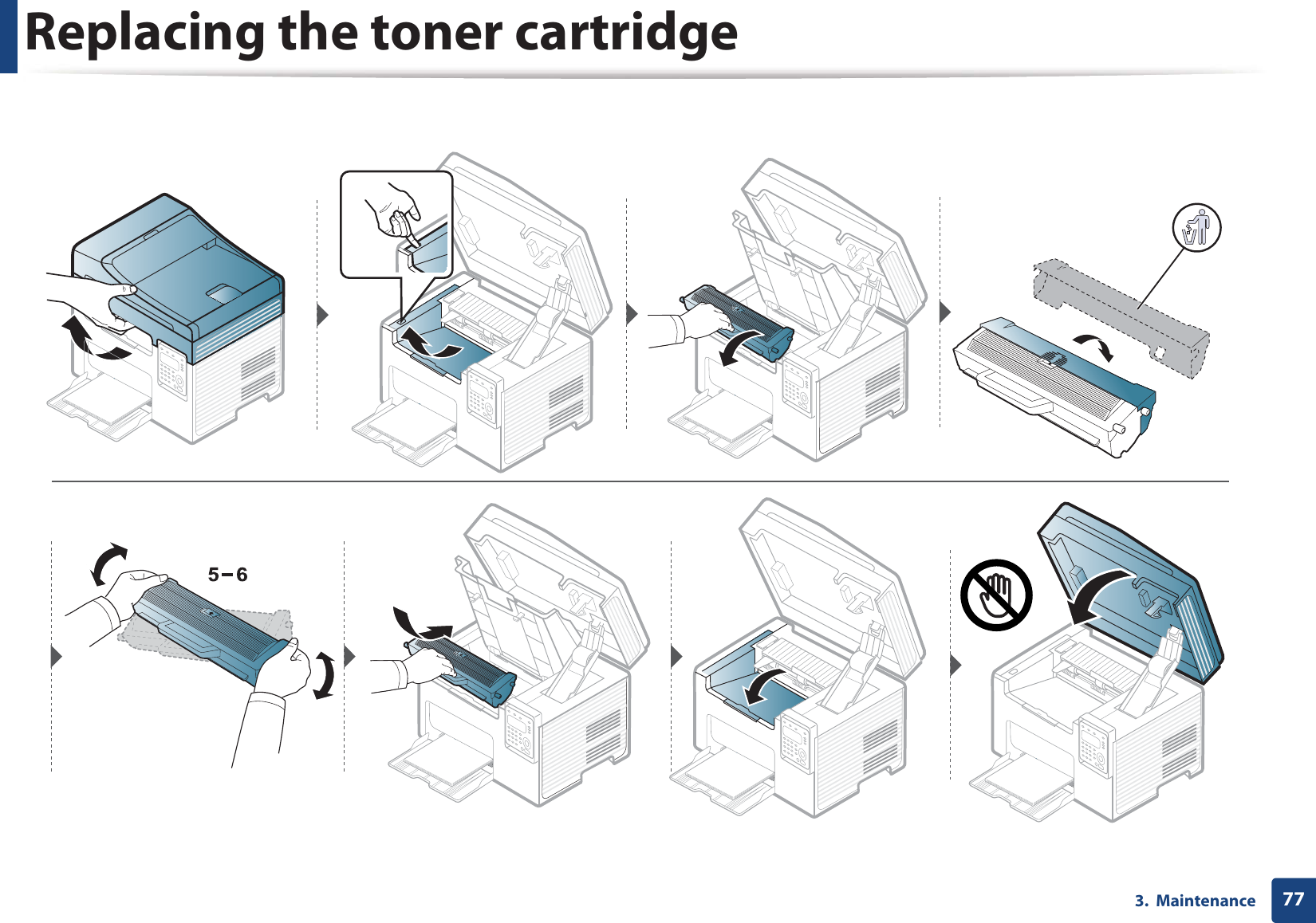 Replacing the toner cartridge773.  Maintenance