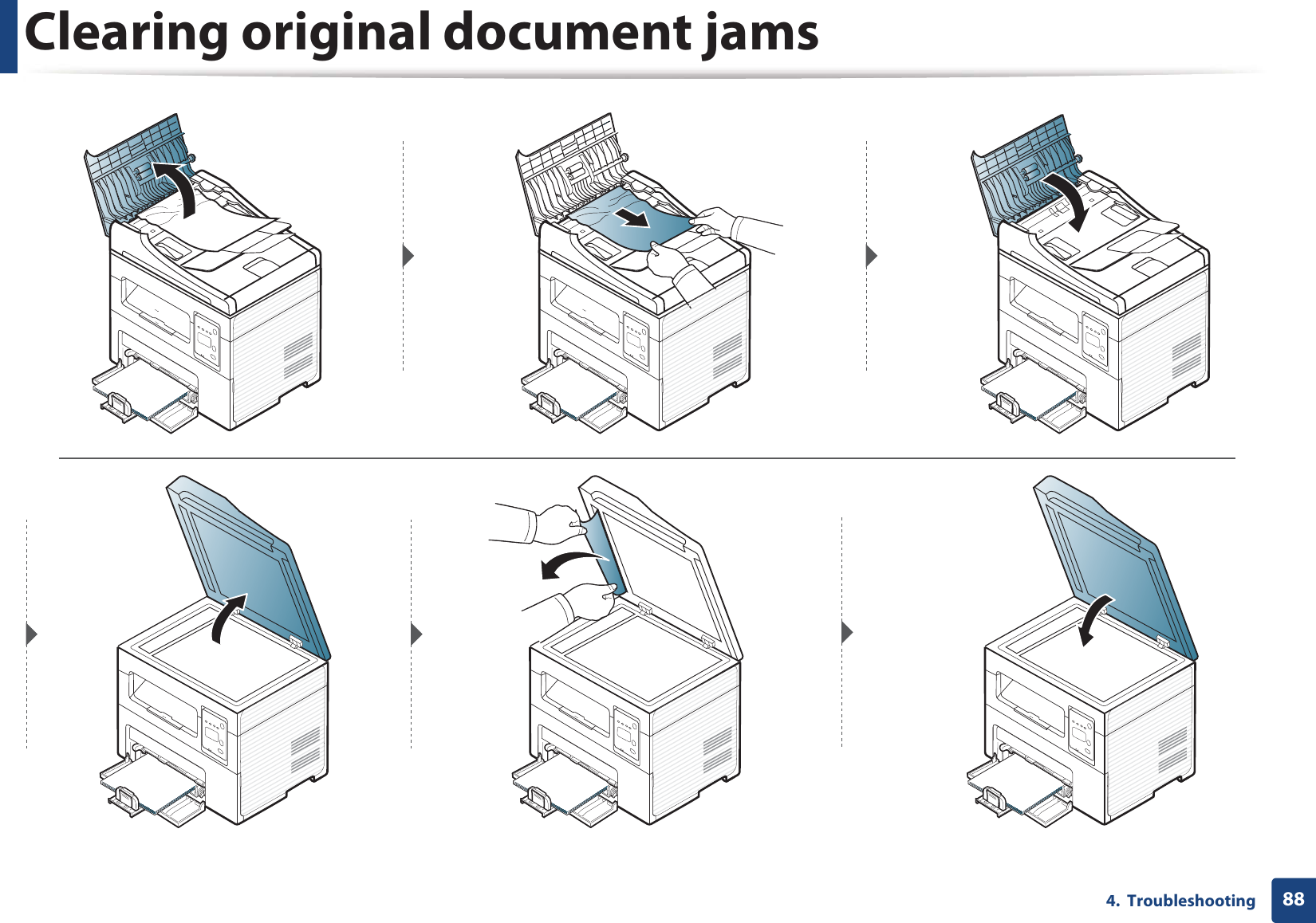 Clearing original document jams884.  Troubleshooting