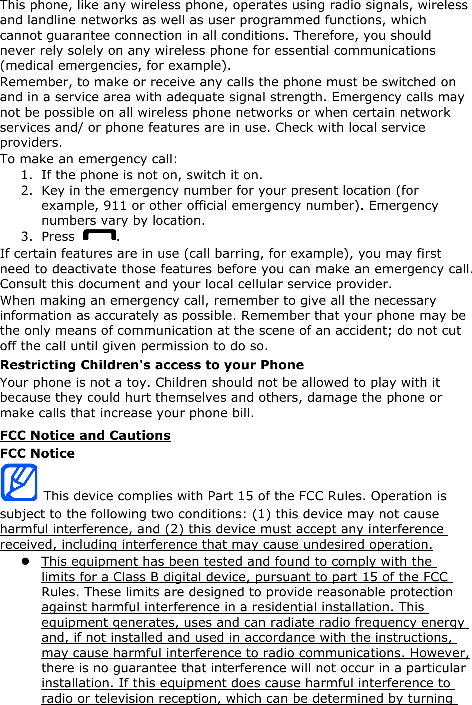 Page 16 of Samsung Electronics Co SGHC414 Cellular/ PCS WCDMA/ GSM/ EDGE Phone with Bluetooth User Manual