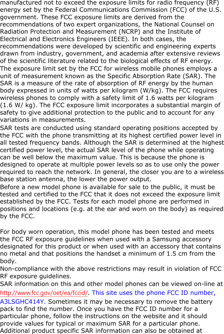 Page 7 of Samsung Electronics Co SGHC414Y Cellular/PCS GSM/EDGE and AWS/WCDMA Phone with Bluetooth User Manual