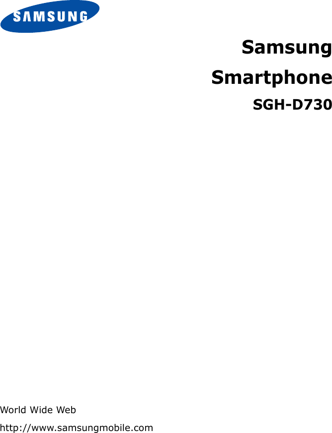 SamsungSmartphoneSGH-D730World Wide Webhttp://www.samsungmobile.com