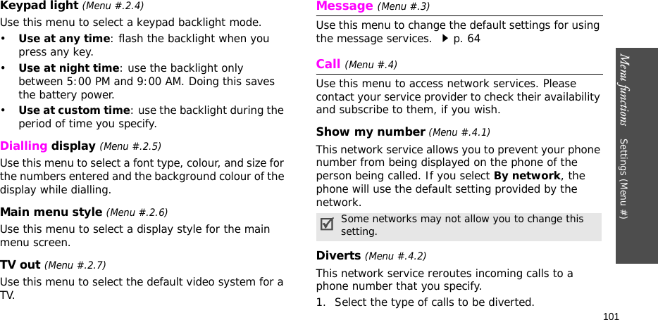 Page 104 of Samsung Electronics Co SGHZ710 Single-Band PCS GSM Phone with Bluetooth User Manual 