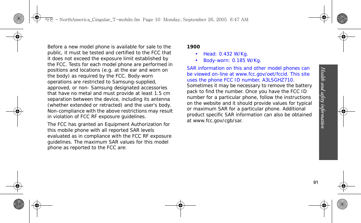 Page 115 of Samsung Electronics Co SGHZ710 Single-Band PCS GSM Phone with Bluetooth User Manual 