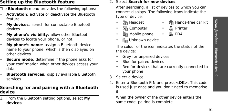 Page 94 of Samsung Electronics Co SGHZ710 Single-Band PCS GSM Phone with Bluetooth User Manual 
