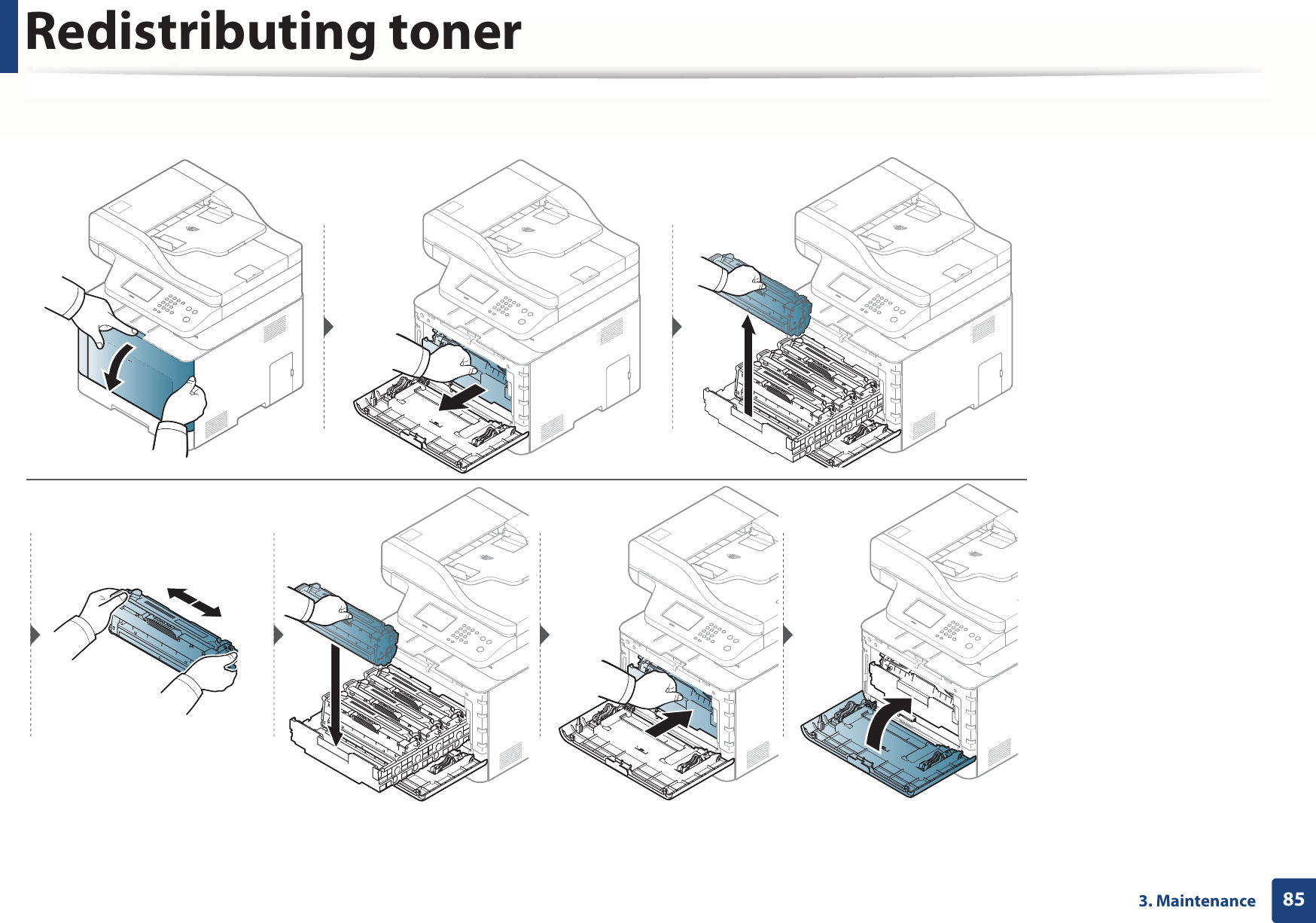 Redistributing toner853. Maintenance