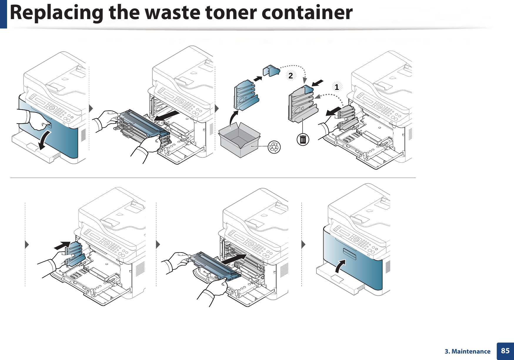 Replacing the waste toner container853. Maintenance21