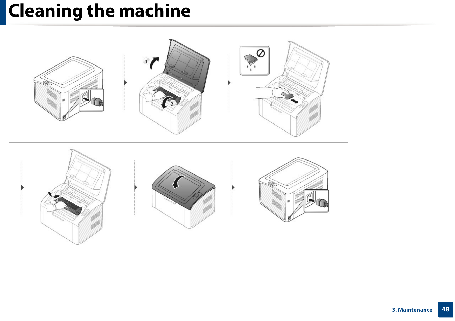 Cleaning the machine483. Maintenance