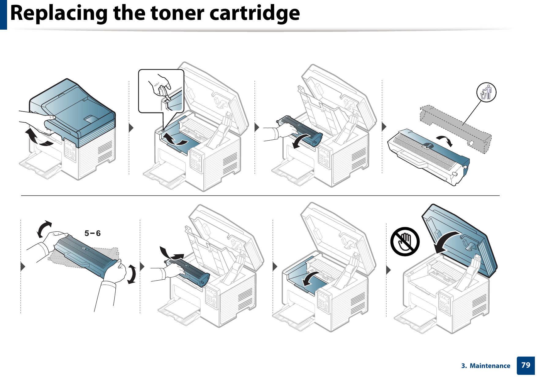 Replacing the toner cartridge793.  Maintenance