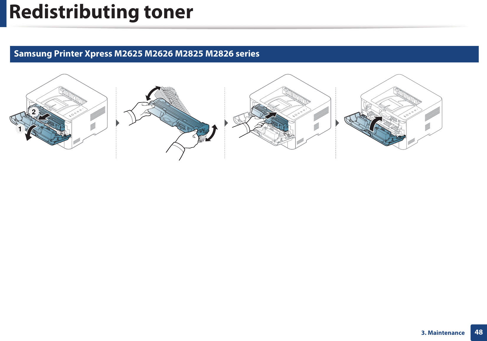 Redistributing toner483. Maintenance5 Samsung Printer Xpress M2625 M2626 M2825 M2826 series 12