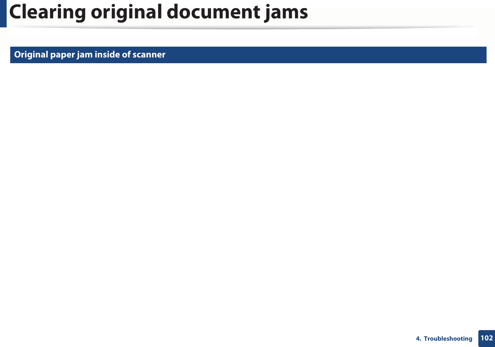 Clearing original document jams1024.  Troubleshooting2 Original paper jam inside of scanner