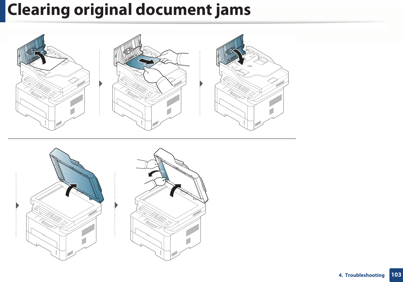 Clearing original document jams1034.  Troubleshooting