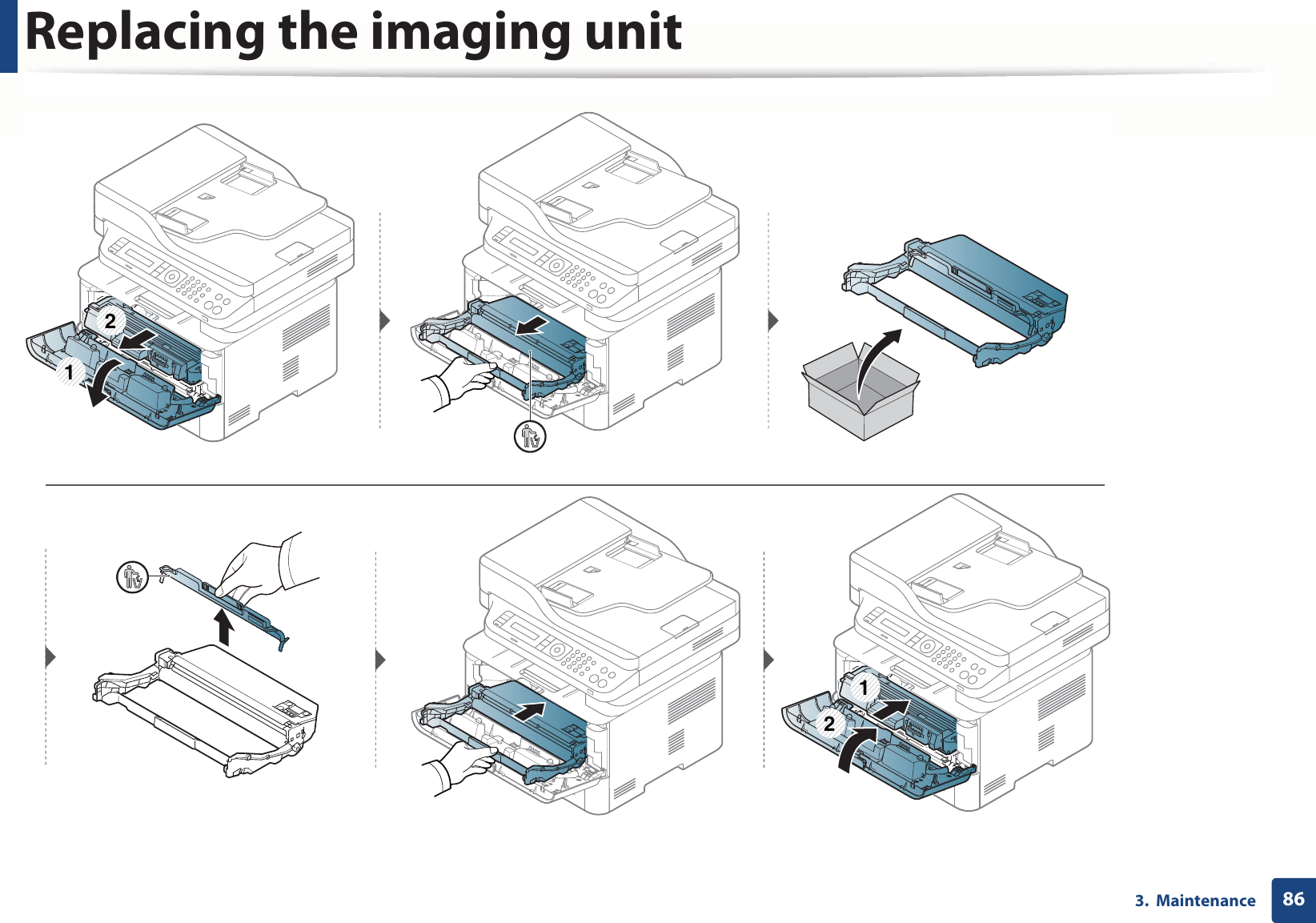 Replacing the imaging unit863.  Maintenance1212