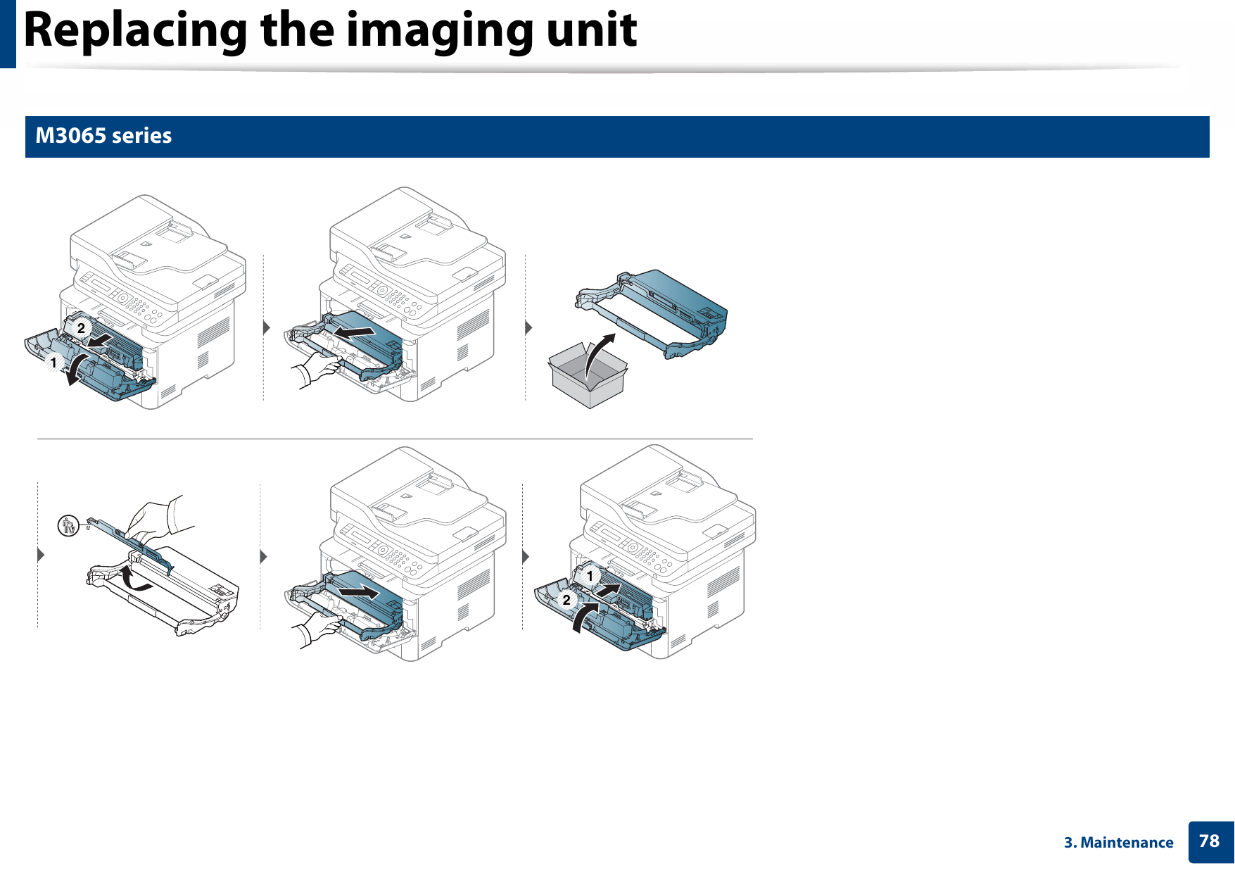 Replacing the imaging unit783. Maintenance6 M3065 series1212
