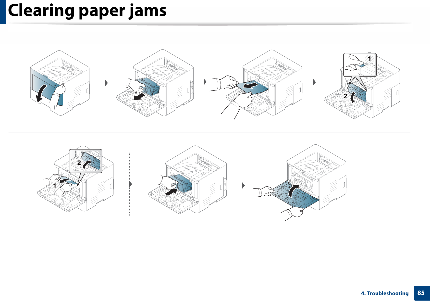 Clearing paper jams854. Troubleshooting1221