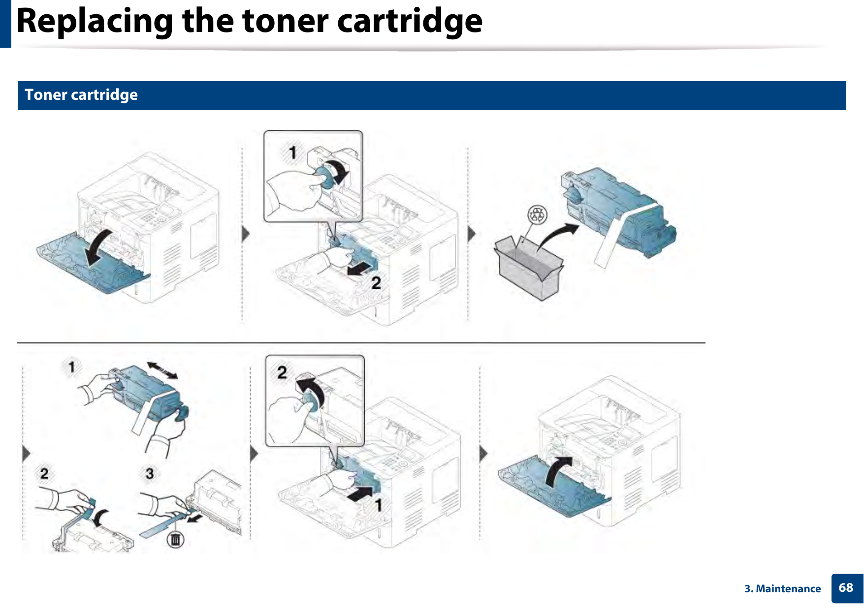 Replacing the toner cartridge683. Maintenance4 Toner cartridge