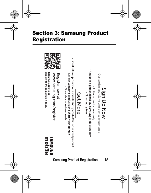 Samsung Product Registration 18Section 3: Samsung Product Registration