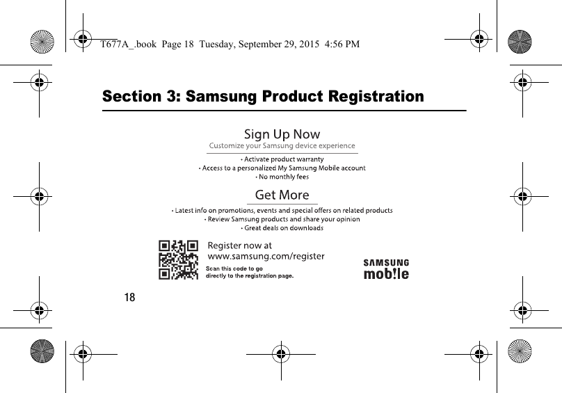 18Section 3: Samsung Product RegistrationT677A_.book  Page 18  Tuesday, September 29, 2015  4:56 PM