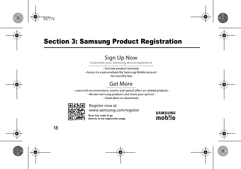 18Section 3: Samsung Product RegistrationT677V
