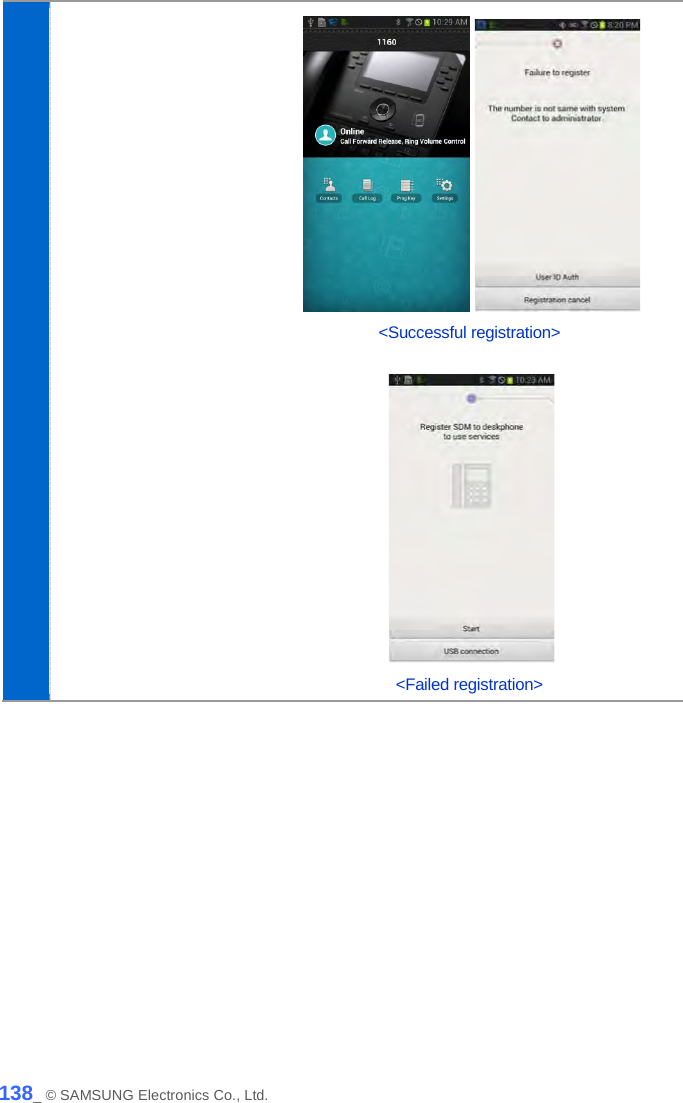        &lt;Successful registration&gt;   &lt;Failed registration&gt;   138_ © SAMSUNG Electronics Co., Ltd. 