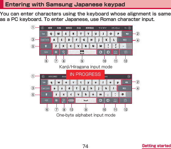  Getting startedEntering with Samsung Japanese keypadabdf g h j k licebdf g h m j k licea