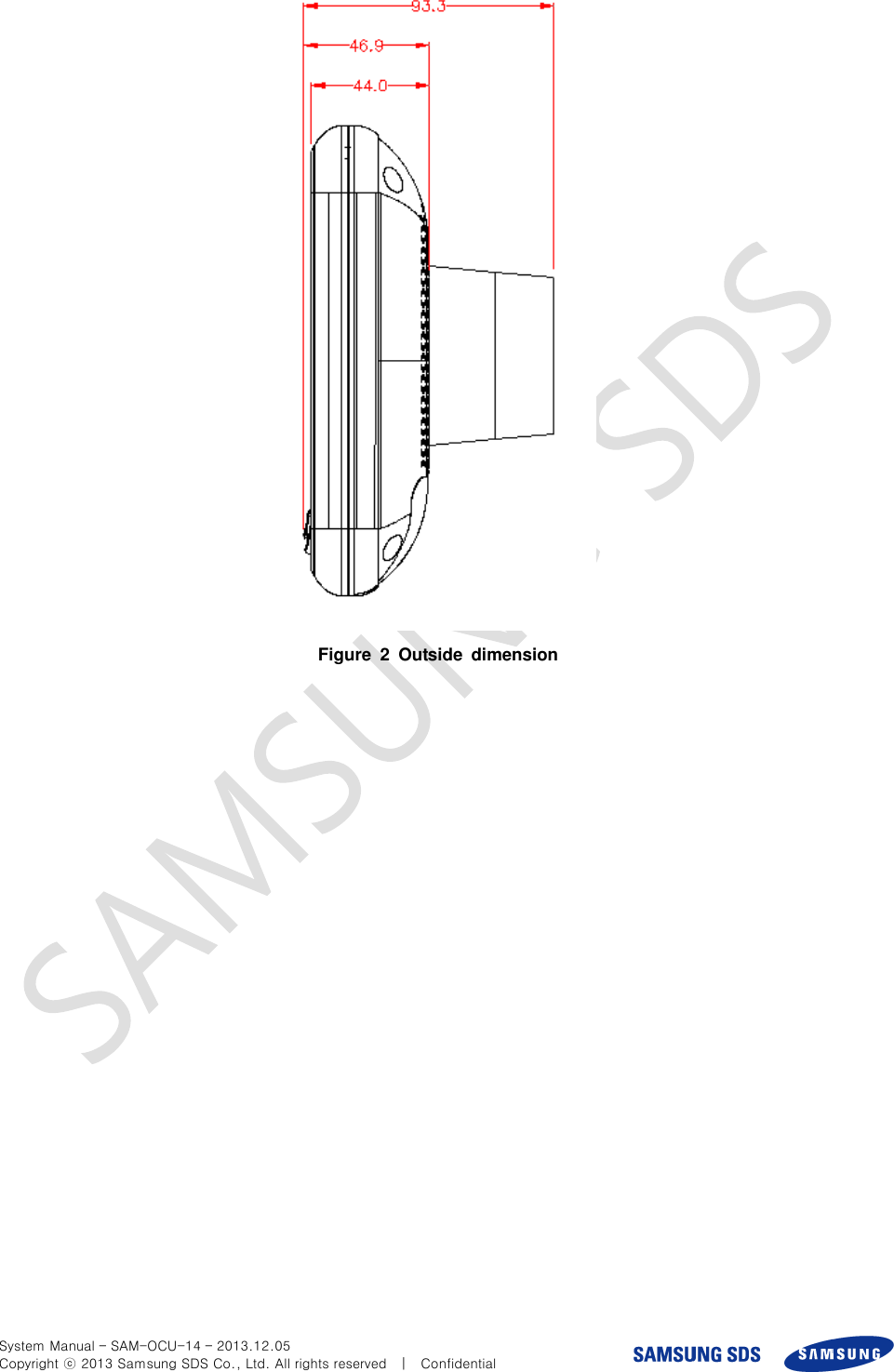  System Manual – SAM-OCU-14 – 2013.12.05 Copyright ⓒ 2013 Samsung SDS Co., Ltd. All rights reserved    |    Confidential  Figure  2  Outside  dimension  