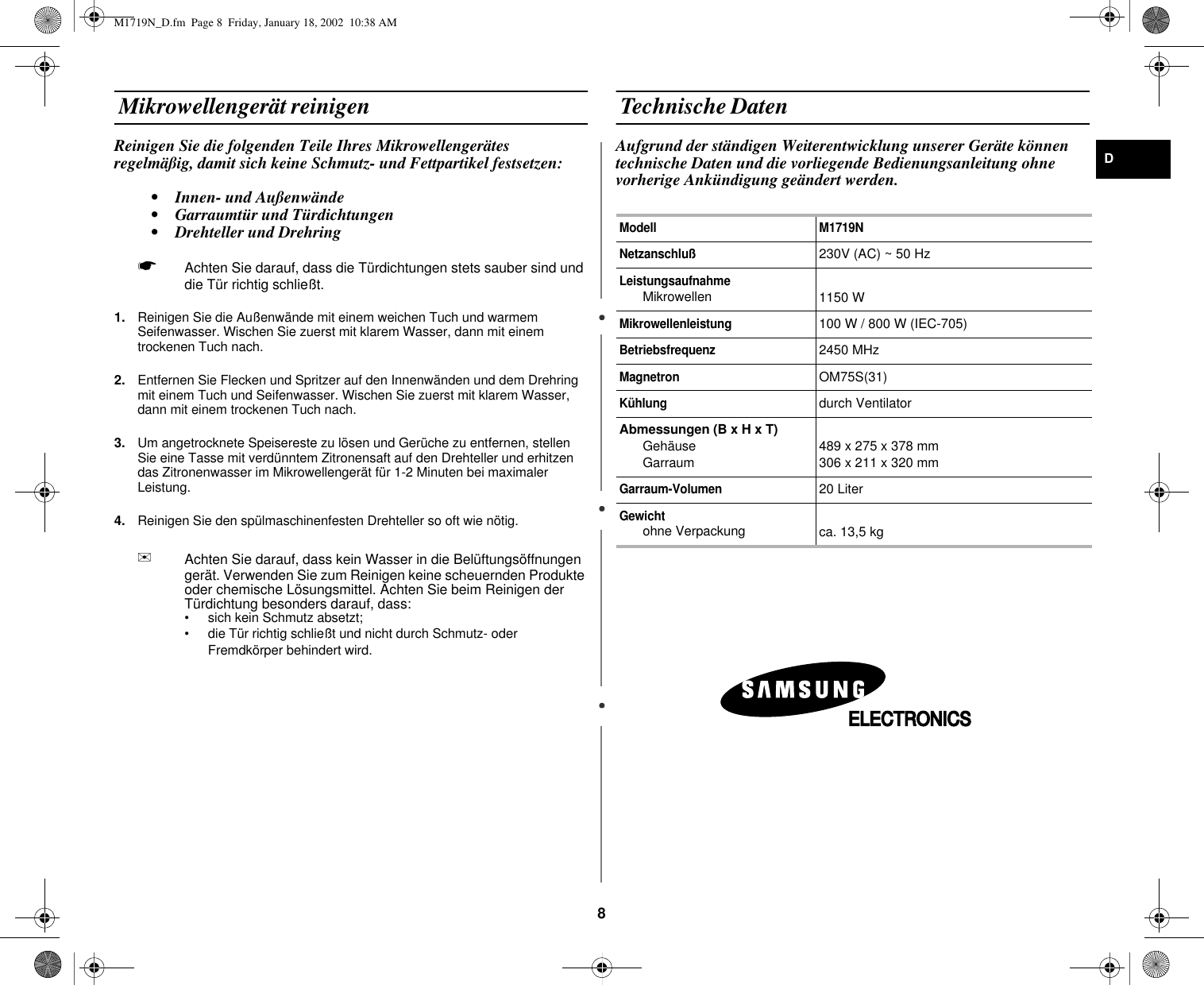 Page 8 of 8 - Samsung  M1719N 20030317192924250 DE68-02249C