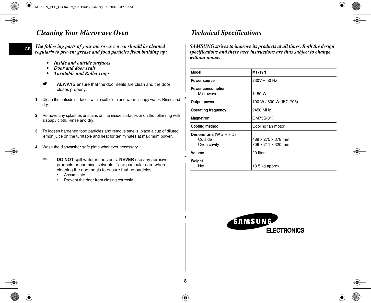 Page 8 of 8 - Samsung  M1719N 20030321115236640 DE68-02249G