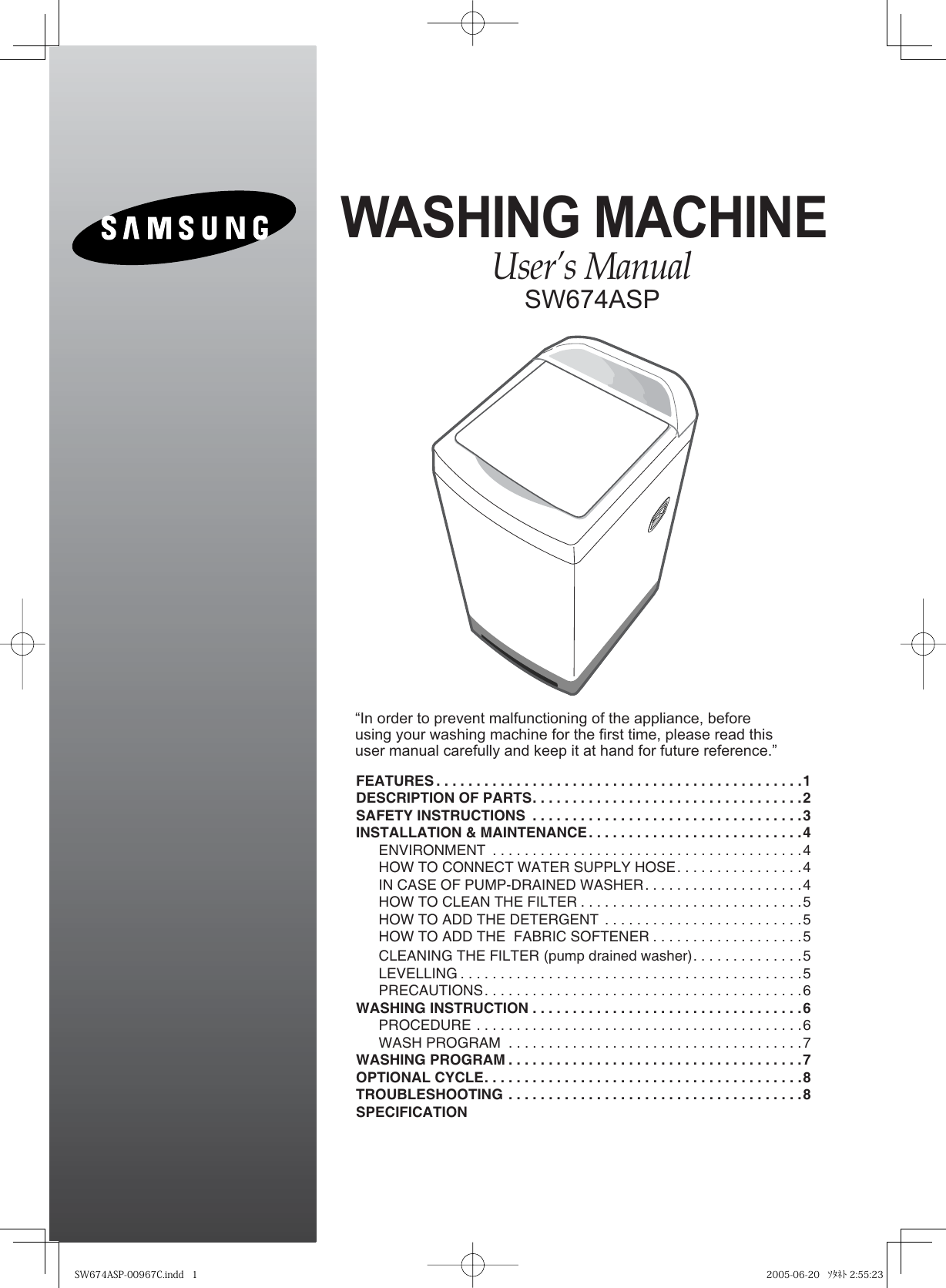 Page 10 of 10 - Samsung SW674ASP-00967C SW674ASP 20050711112046046 SW674ASP-00967C-cms