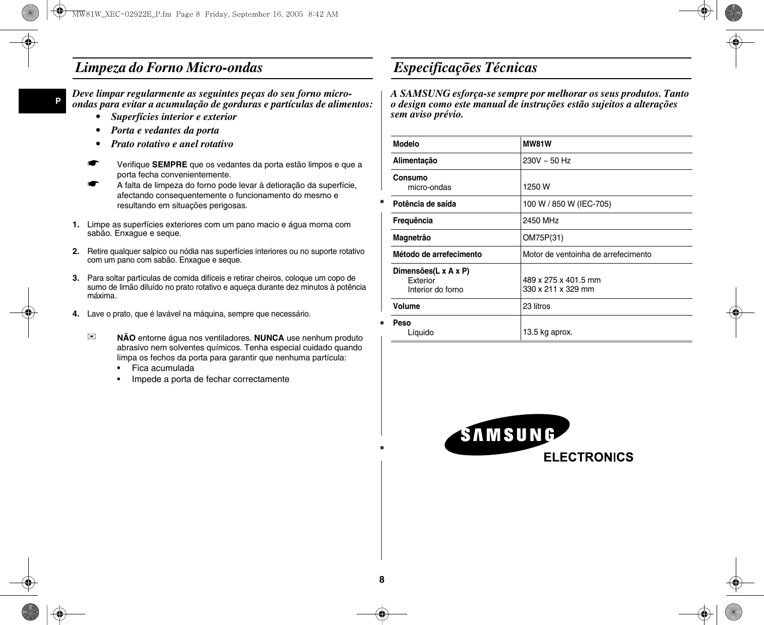 Samsung Mw81w Xec e P Mw81w Xec e P