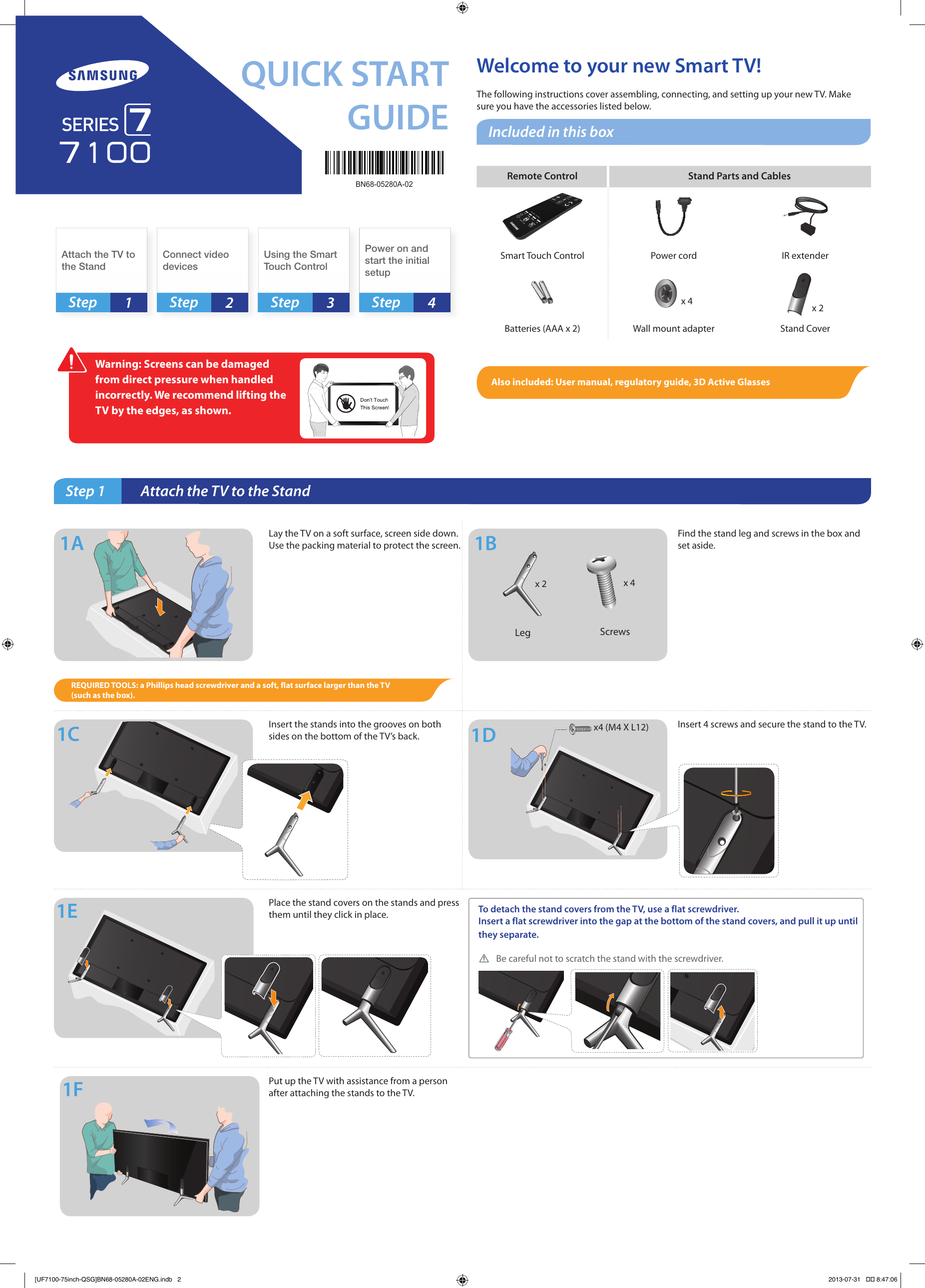 Page 1 of 2 - Samsung  (2.34 MB) [UF7100-75inch-QSG]BN68-05280A-02ENG-0731