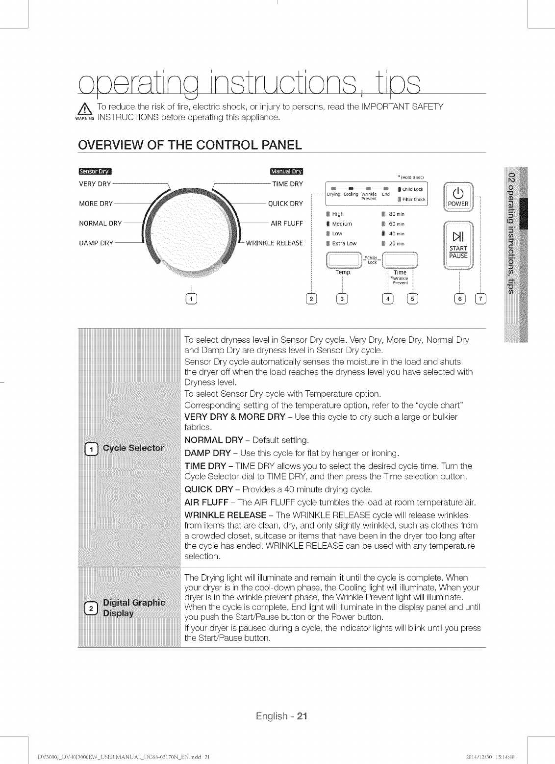 Samsung DV40J3000EW/A2 0000 User Manual DRYER Manuals And Guides 1504332L