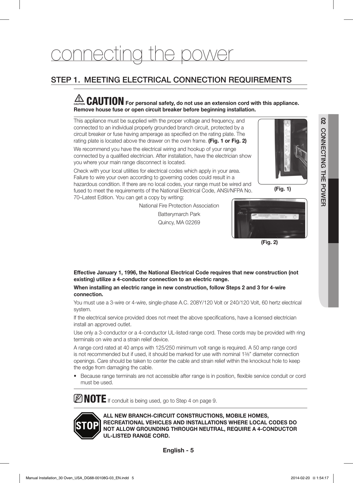 Page 5 of 12 - Samsung  (1.4 MB) Installaion 30 Oven USA DG68-00108G-03 EN