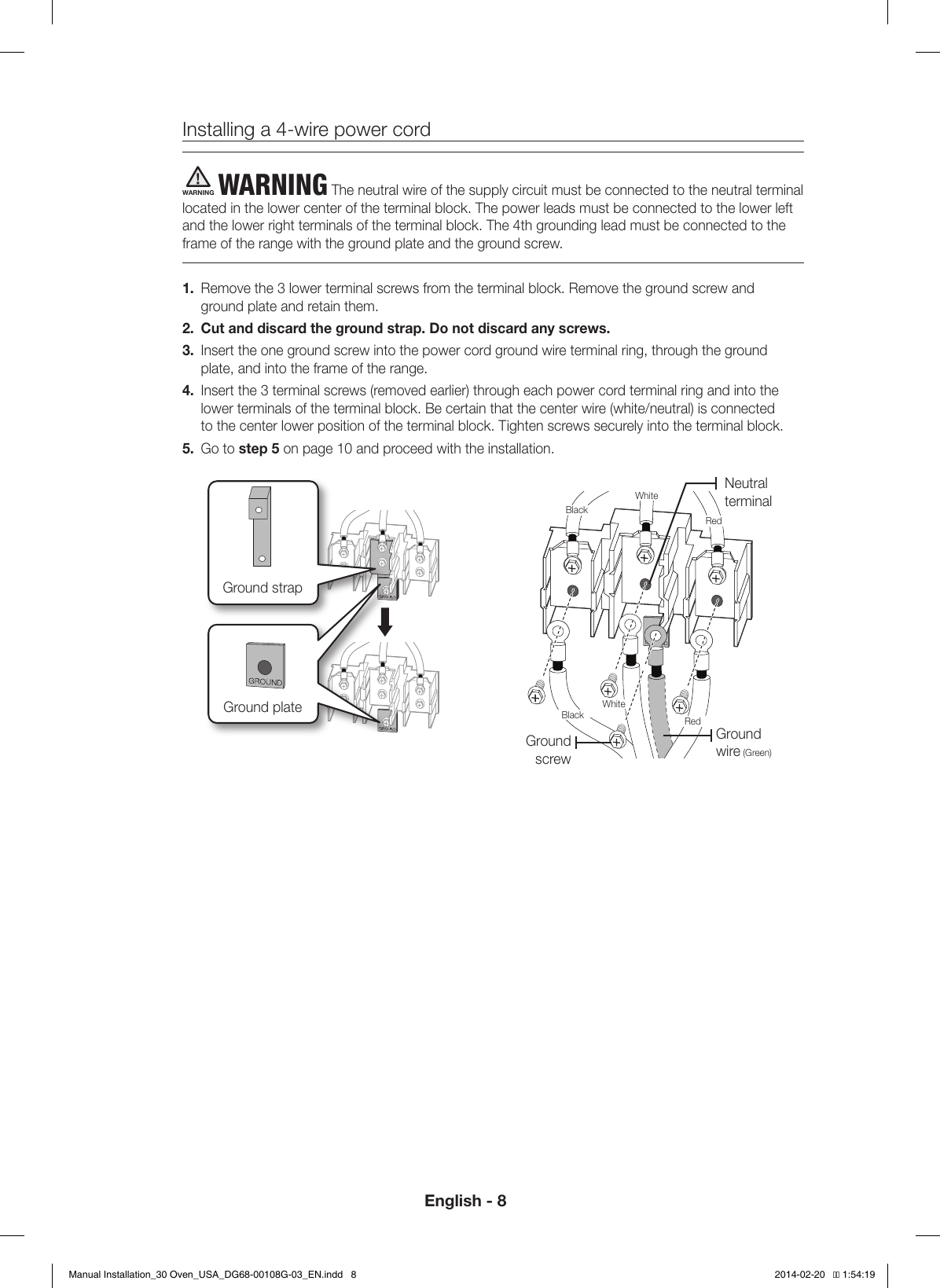 Page 8 of 12 - Samsung  (1.4 MB) Installaion 30 Oven USA DG68-00108G-03 EN