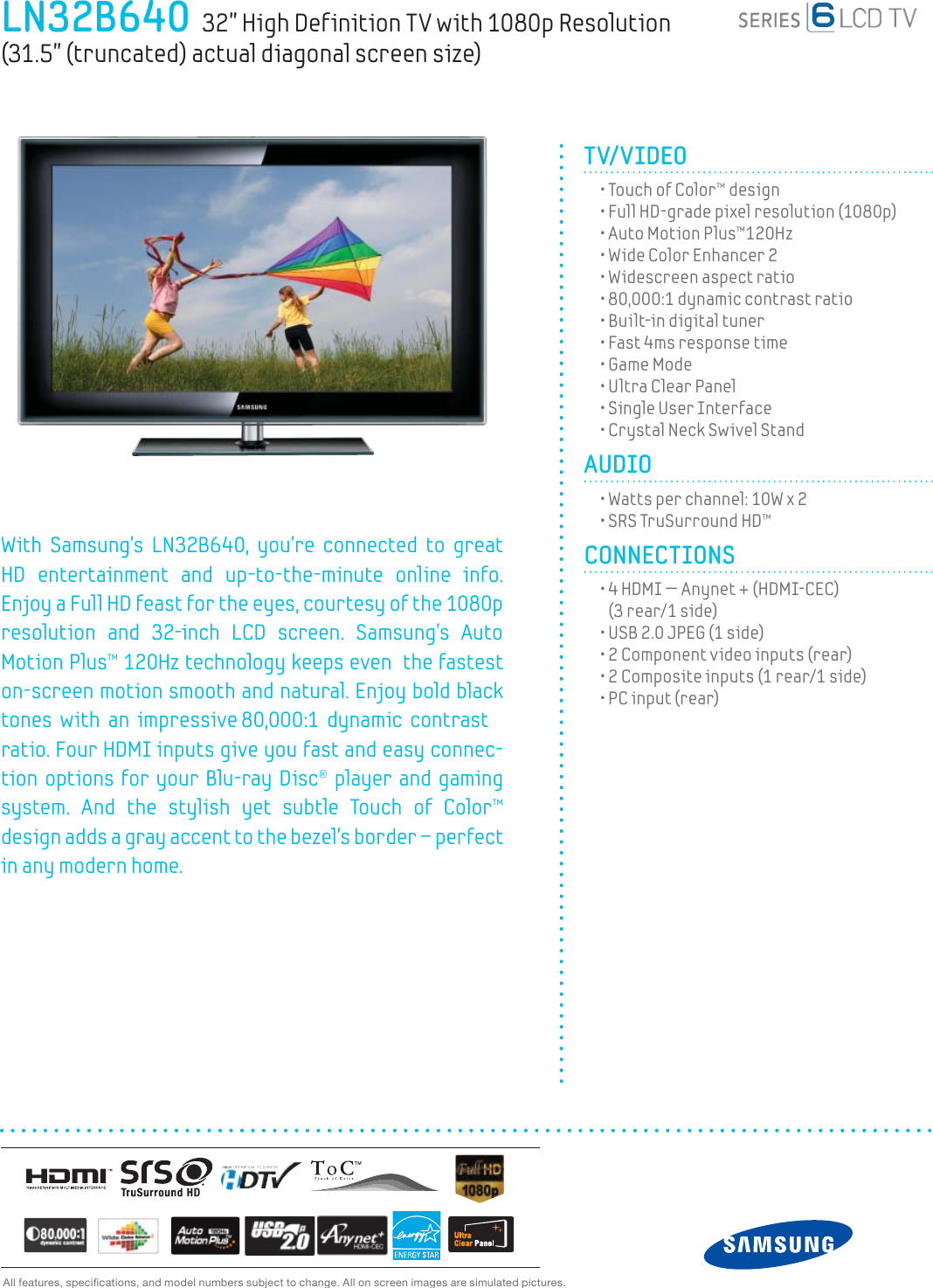 Page 1 of 2 - Samsung #6249 BBY LCD If Not Then  LN32B640-spec