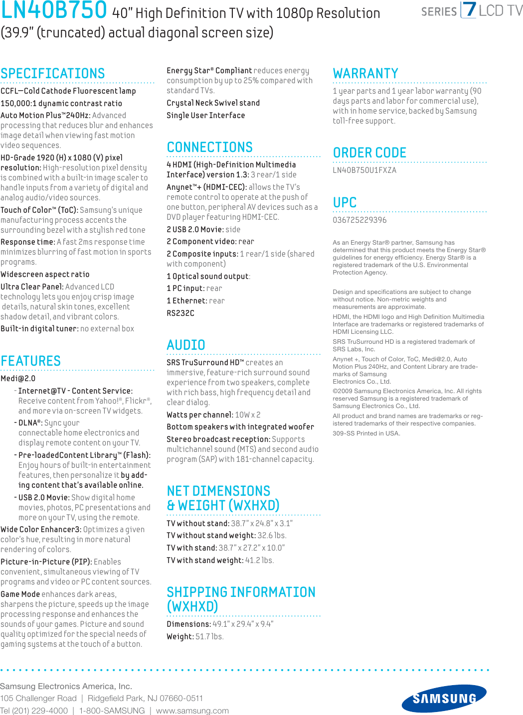 Page 2 of 2 - Samsung #6247 LCD TV If Not Then  LN40B750-spec