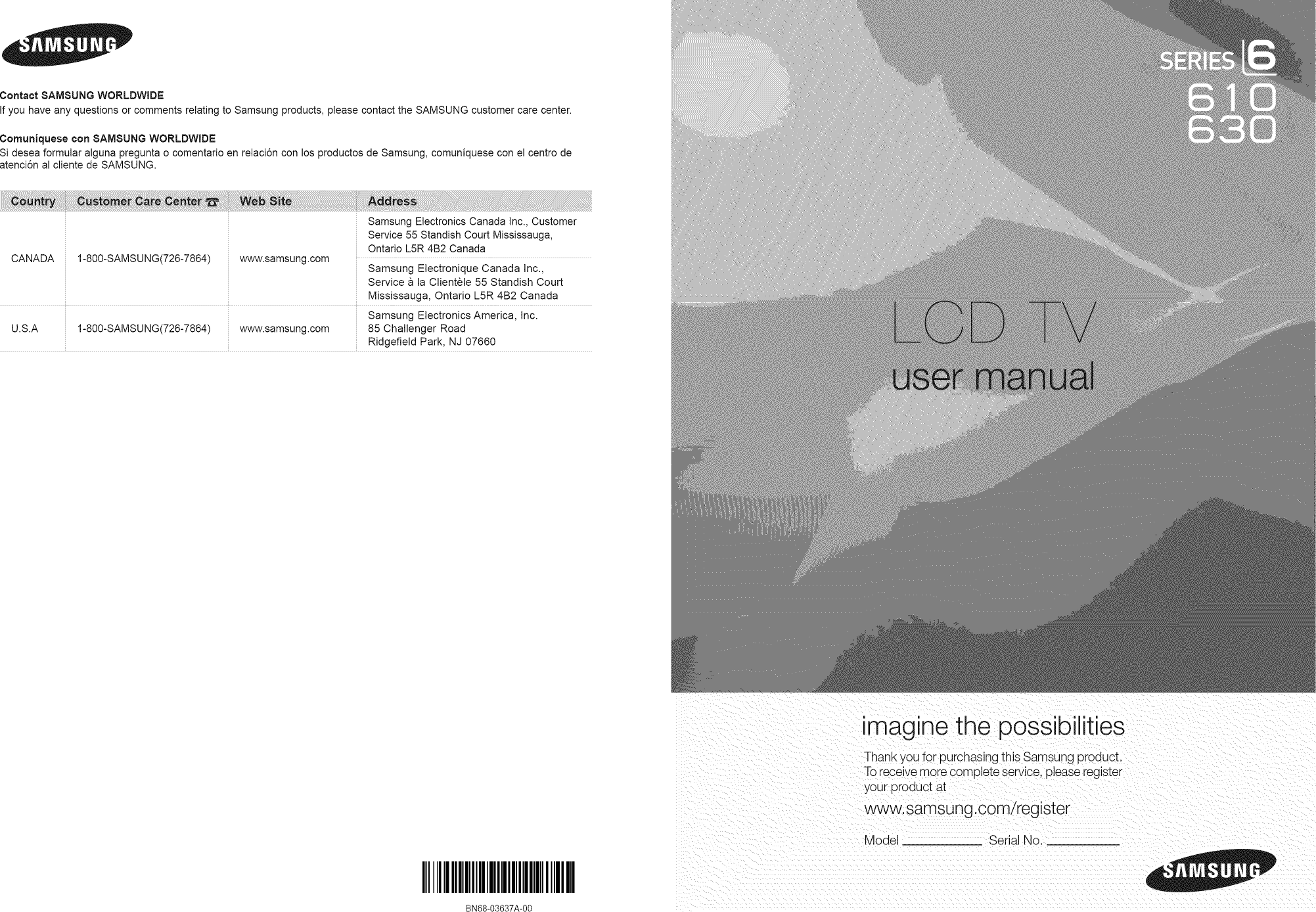 Samsung LN40D630M3FXZA 1105099L User Manual LCD TV Manuals And Guides
