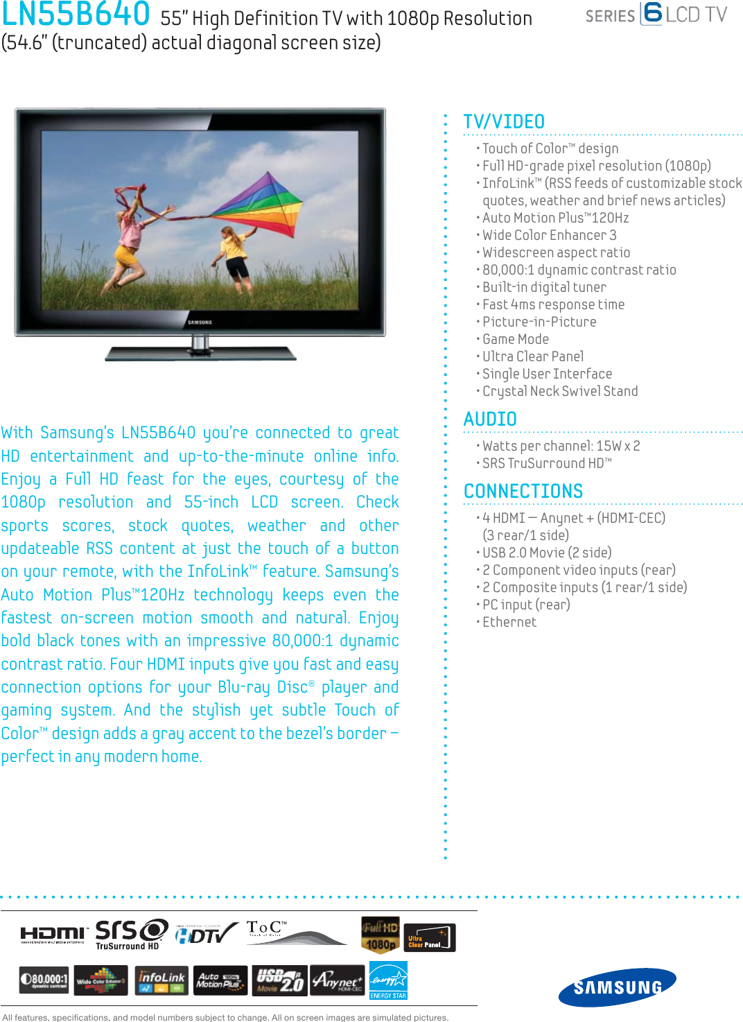 Page 1 of 2 - Samsung #6249 BBY LCD If Not Then  LN55B640-spec