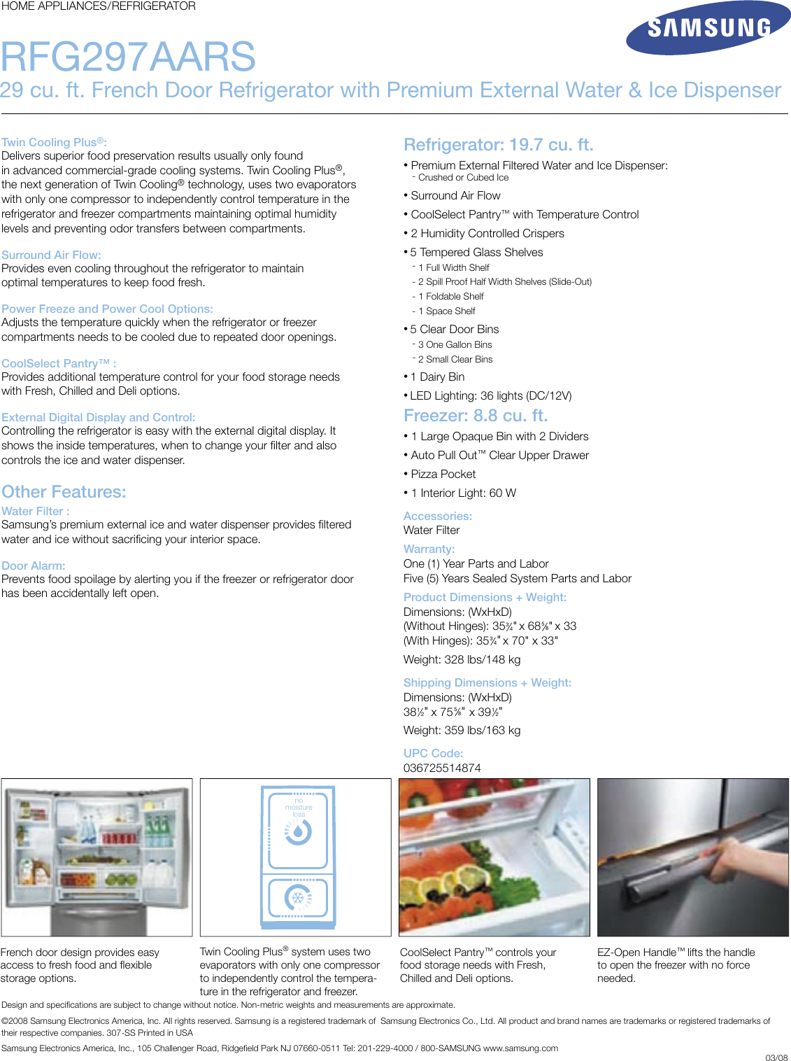Page 2 of 2 - Samsung Ref_SpecSheets_RFG297 If Not Then RFG297aars Spec